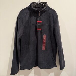 London Fog sherpa lined quarter zip chevron print‎ pullover